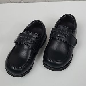 Boys Penny Loafer Velcro Strap Black Dress Shoe Toddler Size 8 Formal Easter